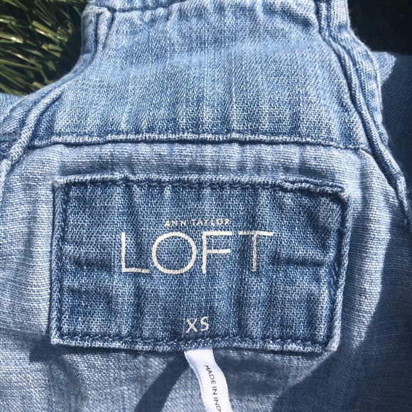 Loft Distressed Chambray Drawstring Overalls - Picture 10 of 11